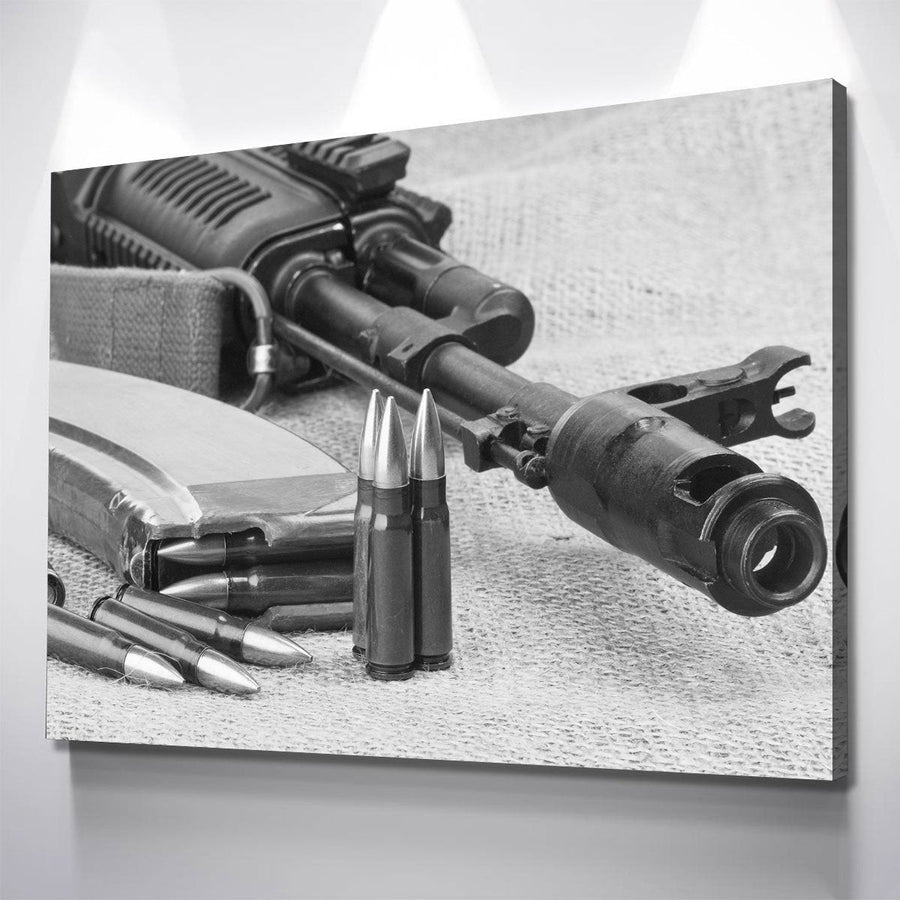 AK47 Black And White Canvas - Amazing Canvas Prints