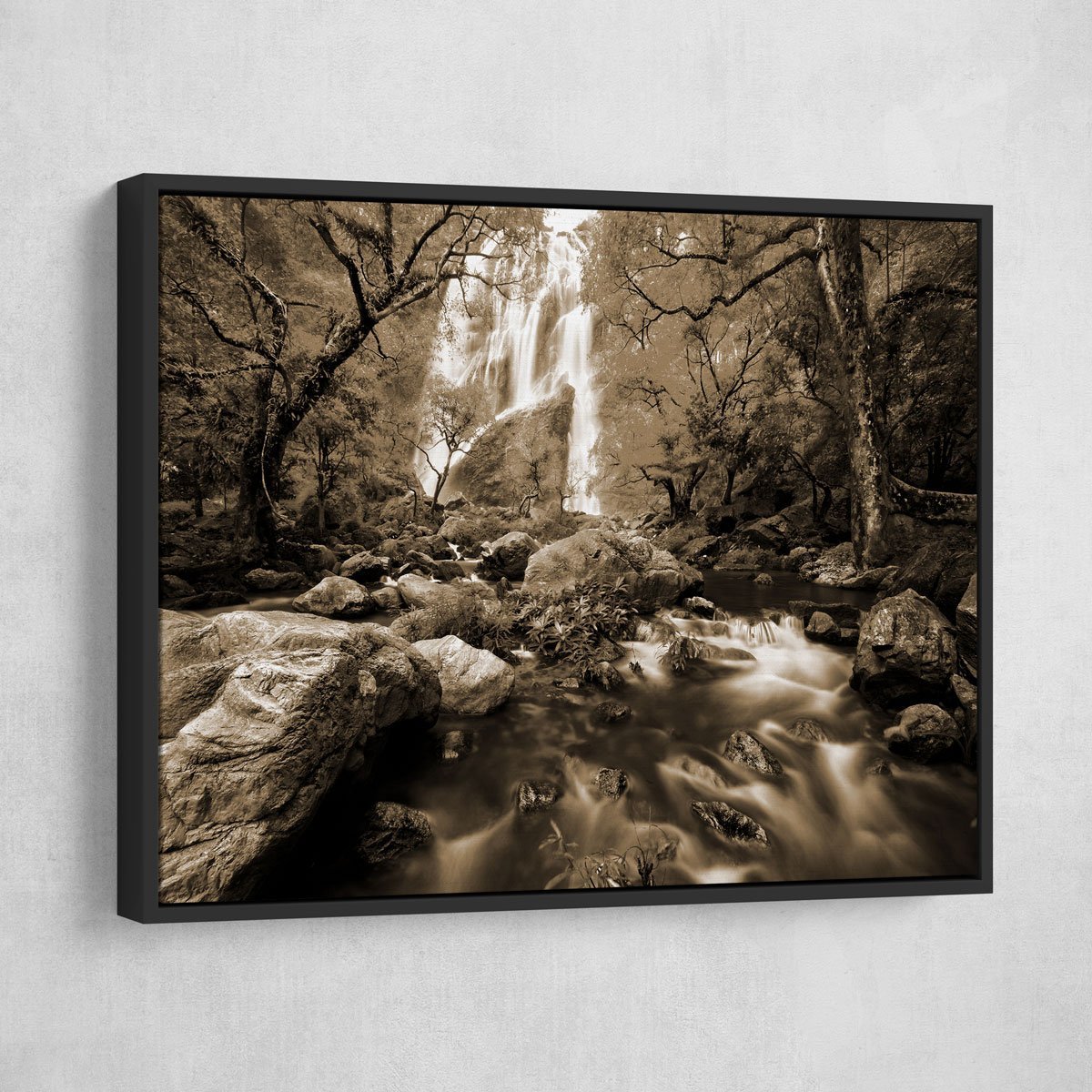 Autumn Waterfalls Sepia - Amazing Canvas Prints
