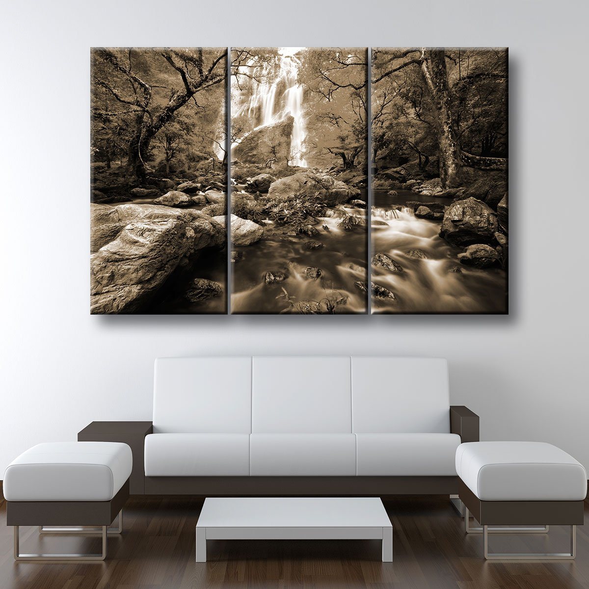 Autumn Waterfalls Sepia - Amazing Canvas Prints