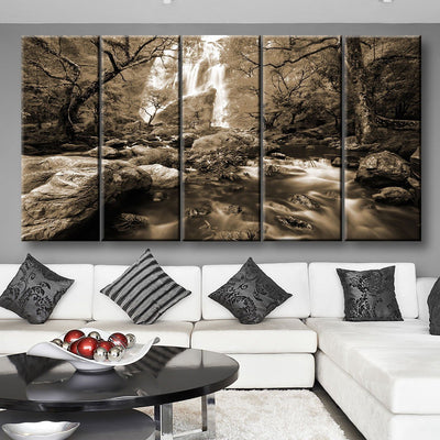 Autumn Waterfalls Sepia - Amazing Canvas Prints
