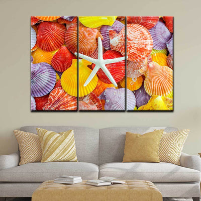 Colorful Scallop Seashells and Starfish - Amazing Canvas Prints