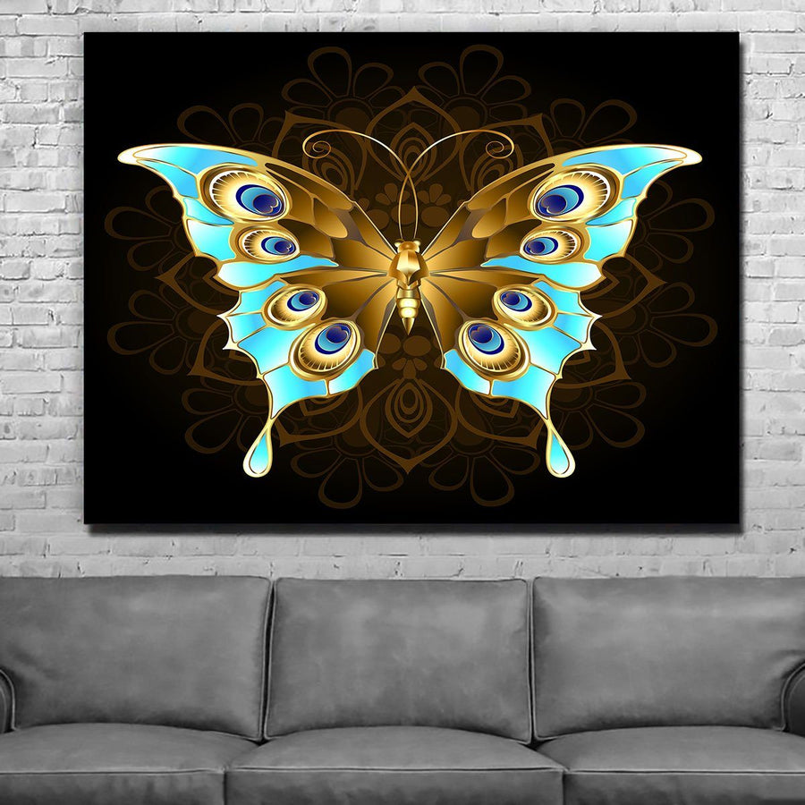 Gold And Blue Butterfly - Amazing Canvas Prints