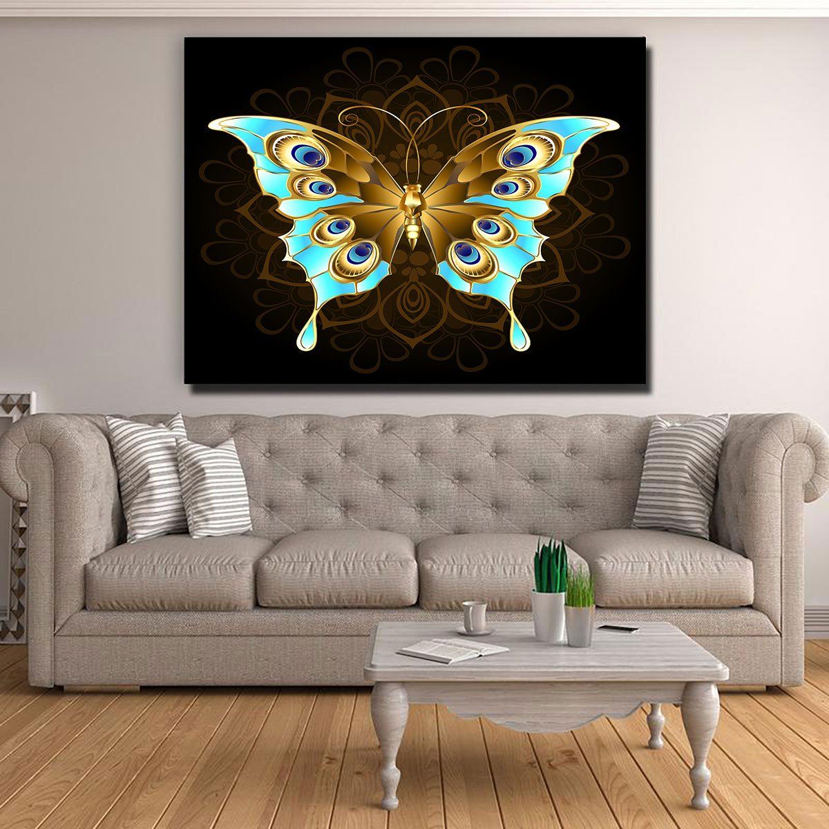 Gold And Blue Butterfly - Amazing Canvas Prints