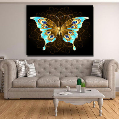 Gold And Blue Butterfly - Amazing Canvas Prints