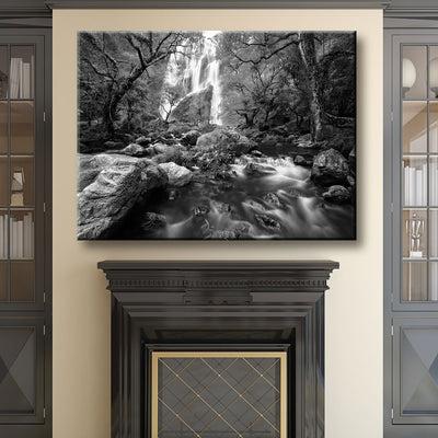 Autumn Waterfalls Black And White - Amazing Canvas Prints