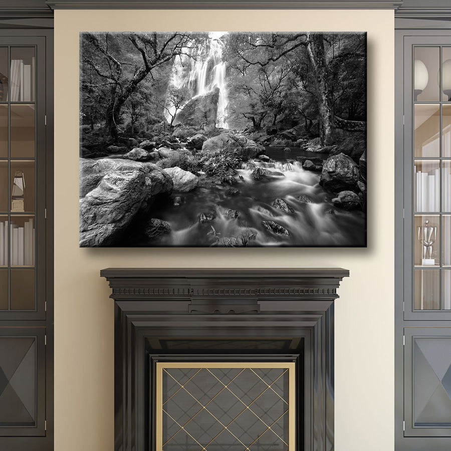 Autumn Waterfalls Black And White - Amazing Canvas Prints