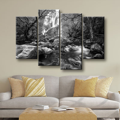 Autumn Waterfalls Black And White - Amazing Canvas Prints