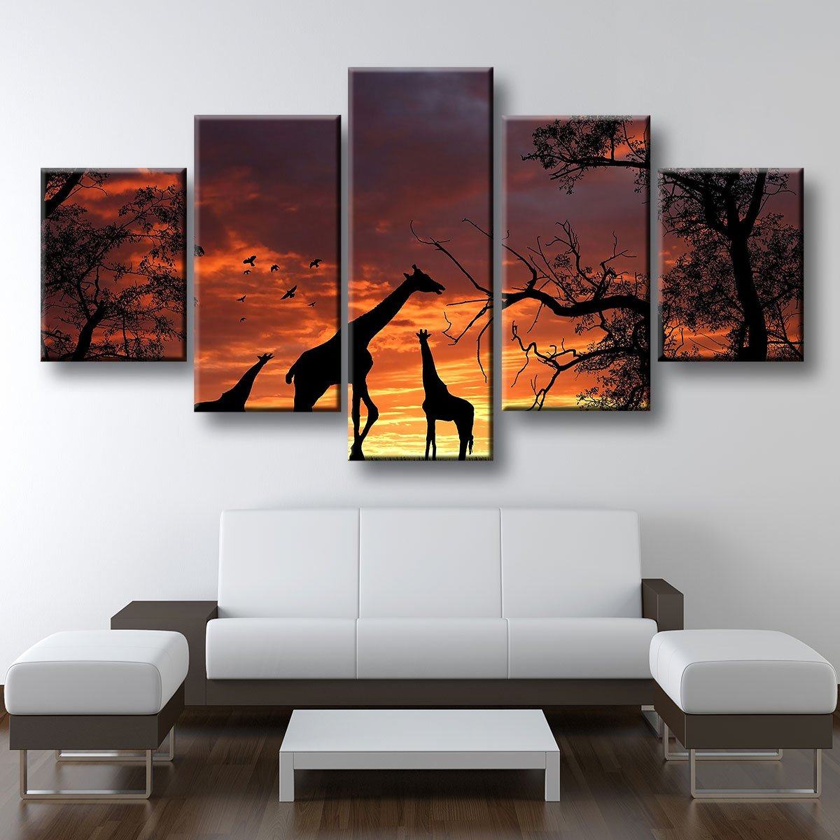 Giraffes At Sunset - Amazing Canvas Prints